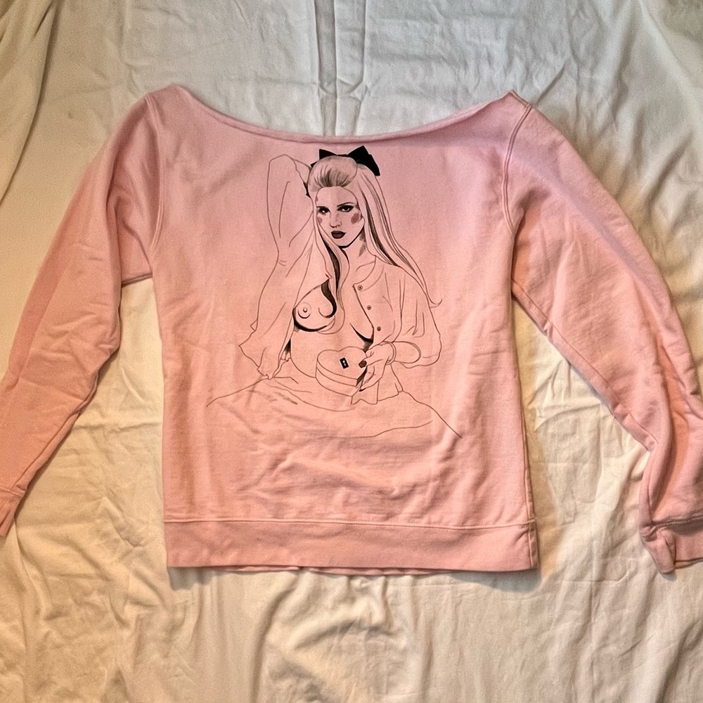 Lana Del Ray tour sweatshirt with collar cut out. Very fitted cut.